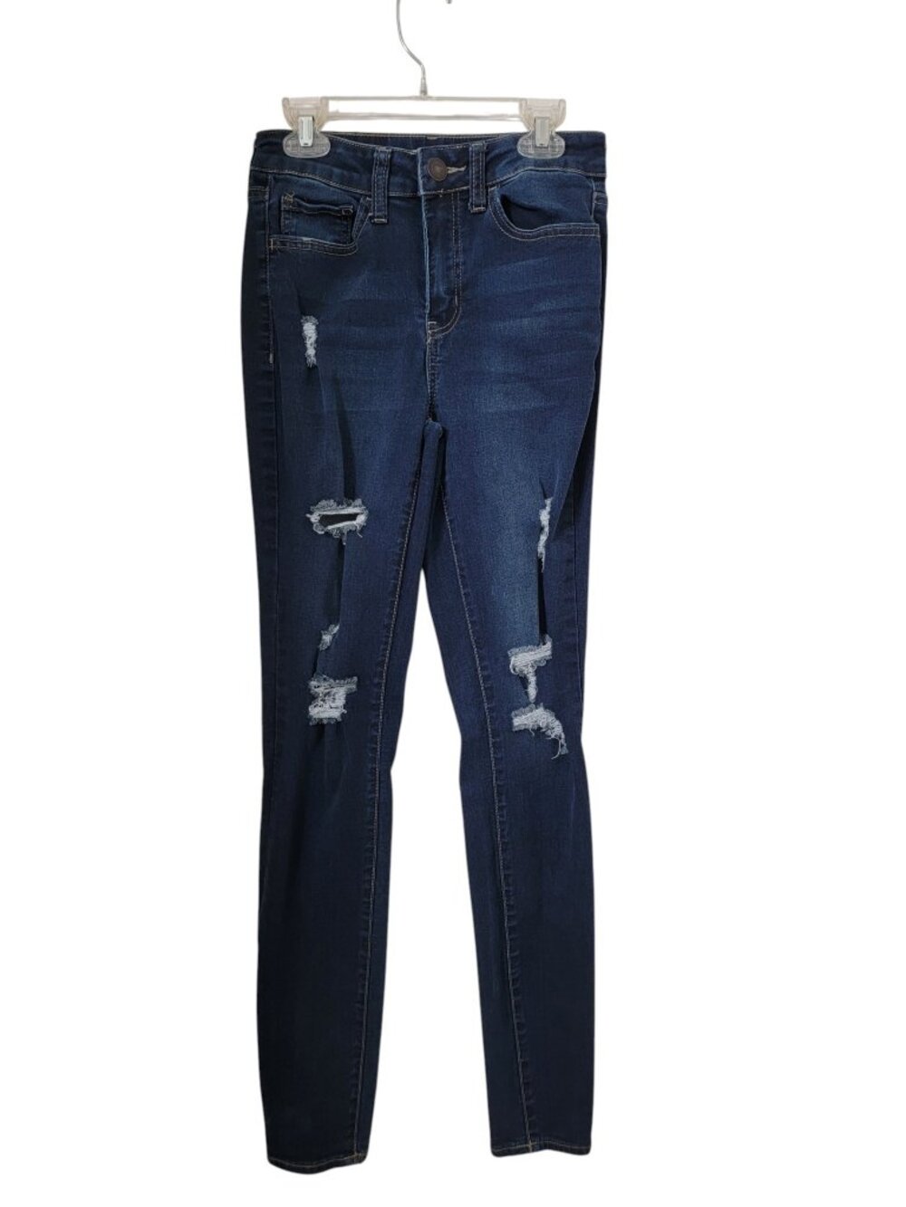 SO Size 3/26 High Rise Skinny Dark Wash Distressed Denim Blue Jeans